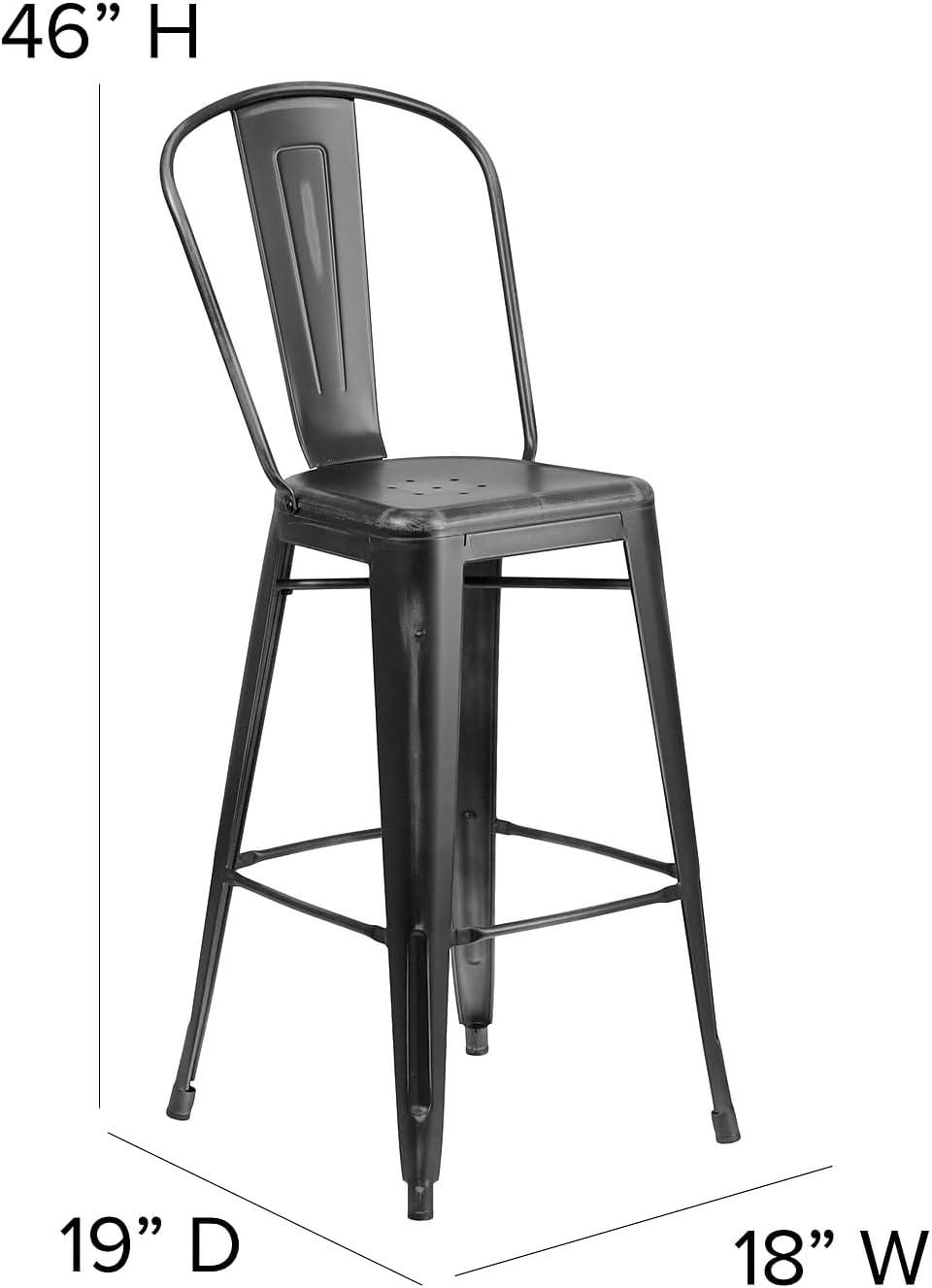 image:imageFlash Furniture Commercial Grade 30 High Black Metal IndoorOutdoor Barstool with Removable BackDistressed Black