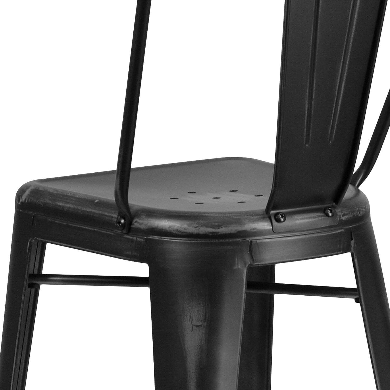 image:imageFlash Furniture Commercial Grade 30 High Black Metal IndoorOutdoor Barstool with Removable BackDistressed Black