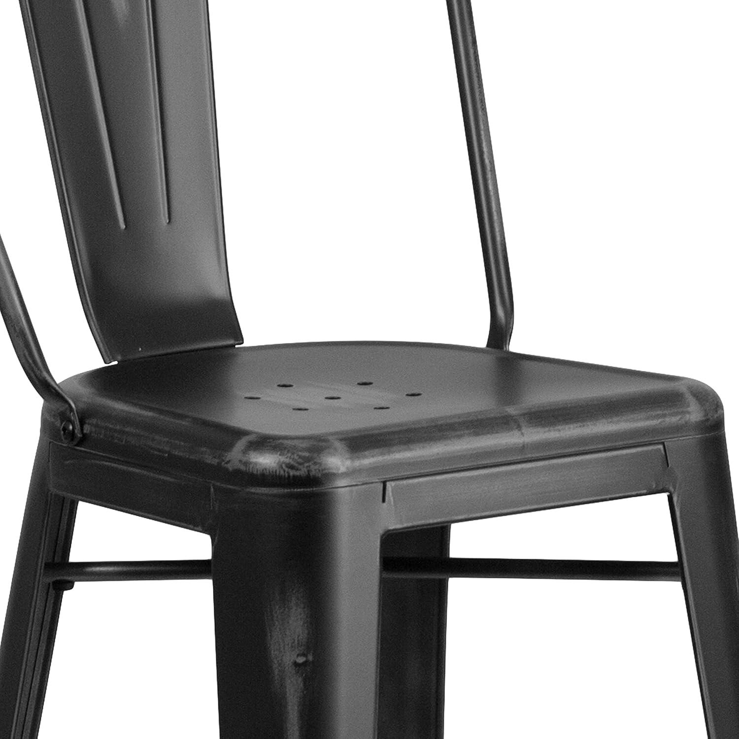 image:imageFlash Furniture Commercial Grade 30 High Black Metal IndoorOutdoor Barstool with Removable BackDistressed Black