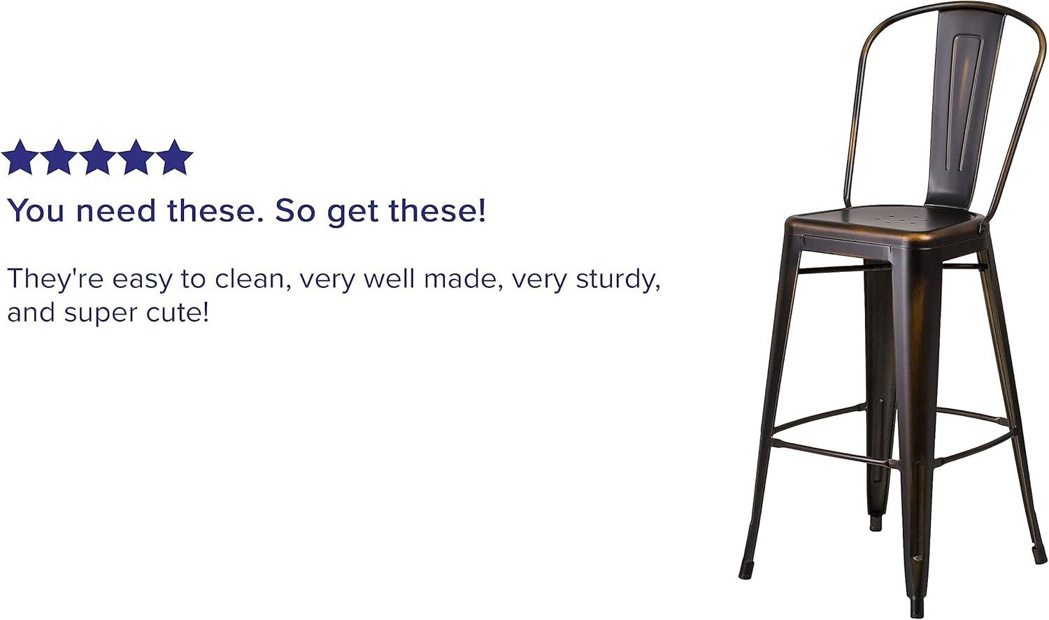 image:imageFlash Furniture Commercial Grade 30 High Black Metal IndoorOutdoor Barstool with Removable BackDistressed Copper