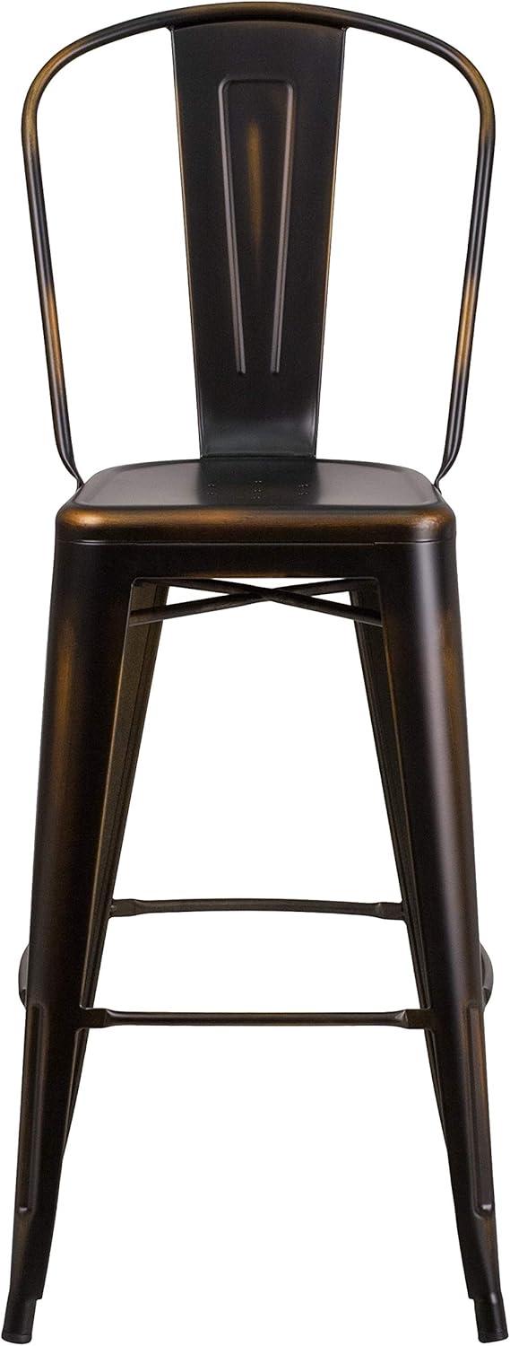 image:imageFlash Furniture Commercial Grade 30 High Black Metal IndoorOutdoor Barstool with Removable BackDistressed Copper