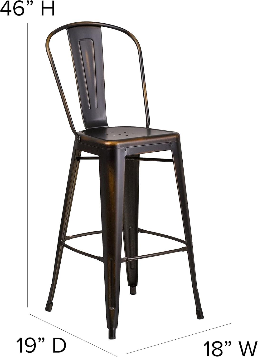 image:imageFlash Furniture Commercial Grade 30 High Black Metal IndoorOutdoor Barstool with Removable BackDistressed Copper