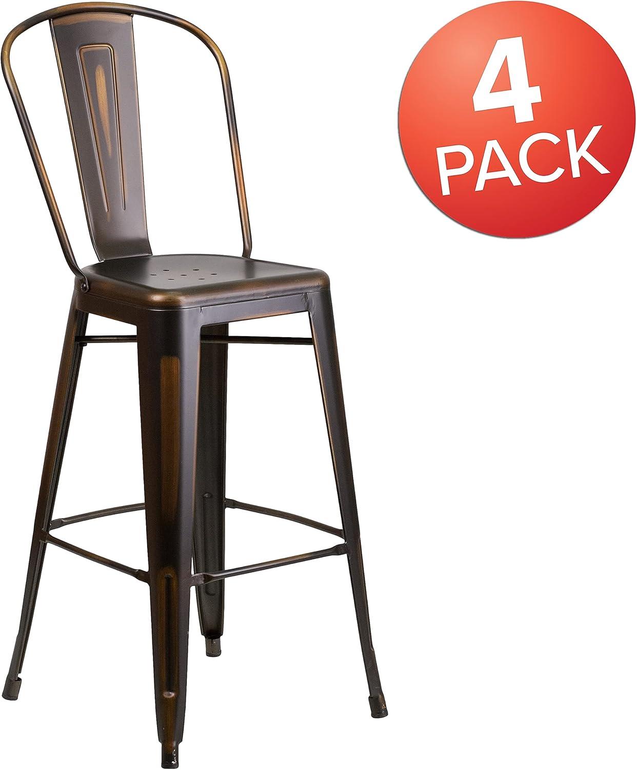 image:imageFlash Furniture Commercial Grade 30 High Black Metal IndoorOutdoor Barstool with Removable BackDistressed Copper