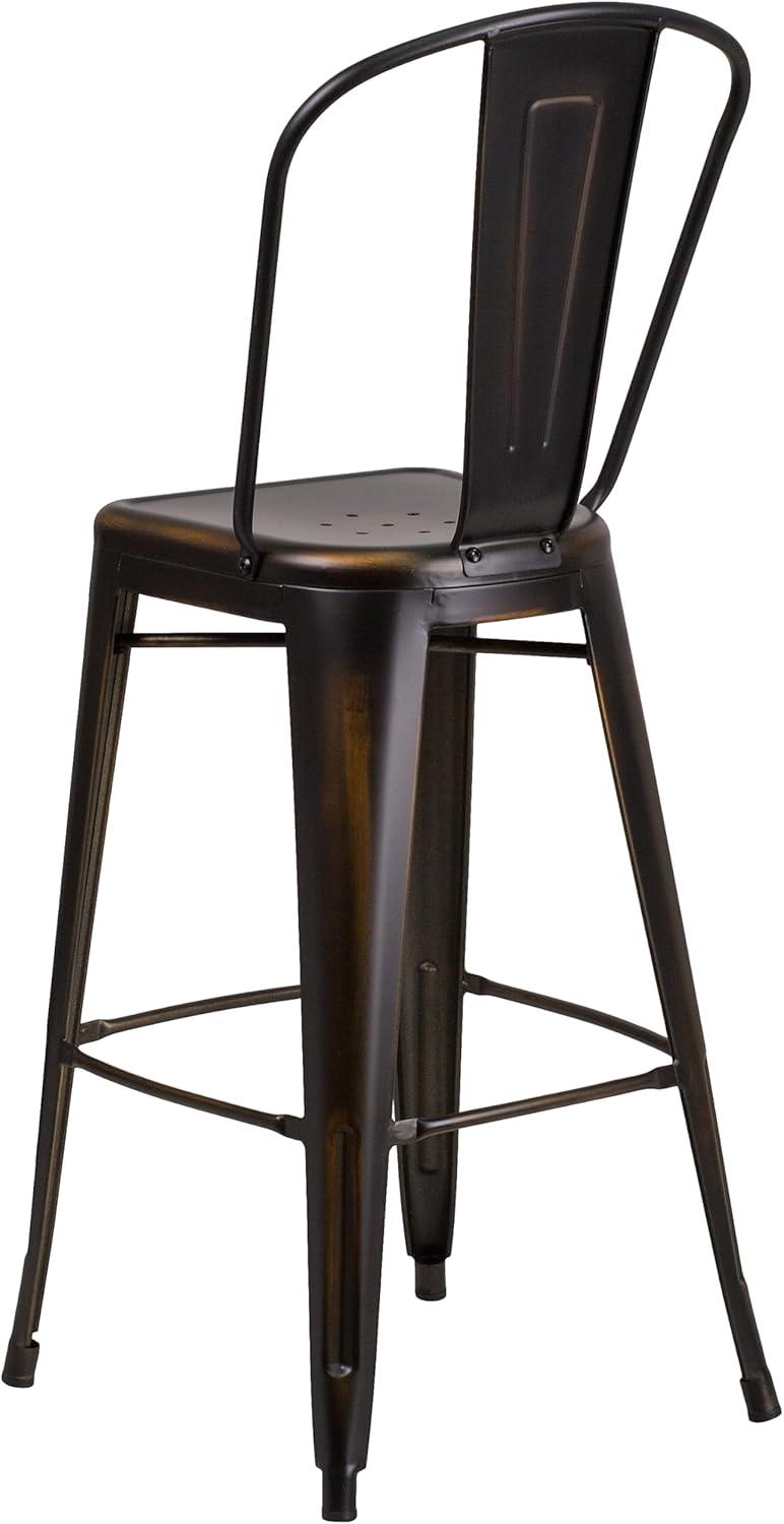 image:imageFlash Furniture Commercial Grade 30 High Black Metal IndoorOutdoor Barstool with Removable BackDistressed Copper