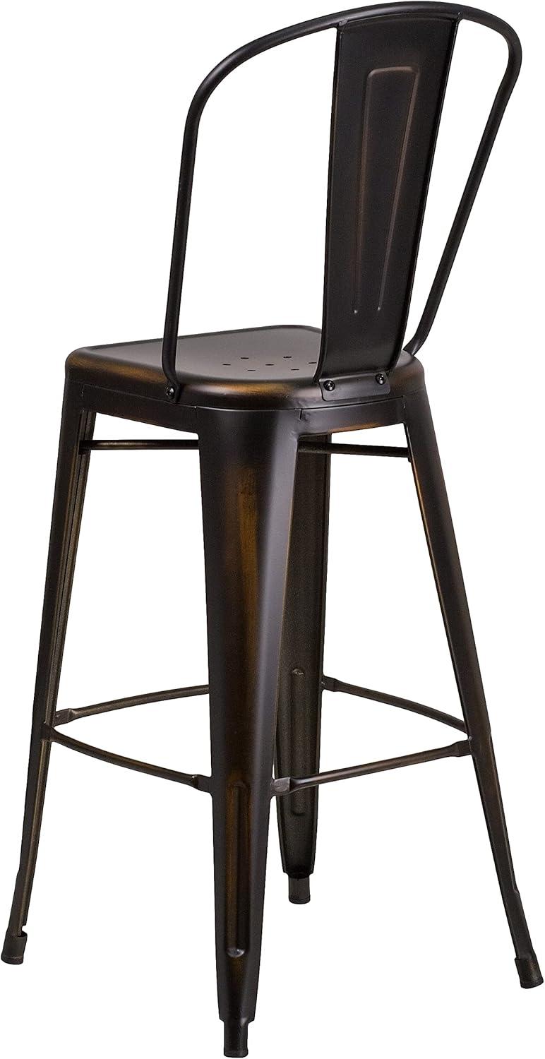 image:imageFlash Furniture Commercial Grade 30 High Black Metal IndoorOutdoor Barstool with Removable BackDistressed Copper