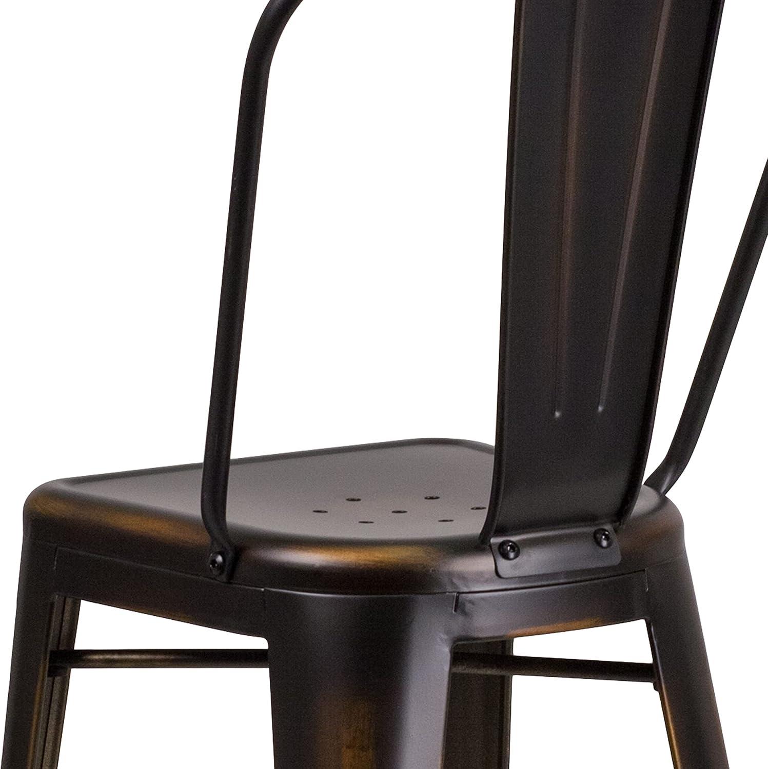 image:imageFlash Furniture Commercial Grade 30 High Black Metal IndoorOutdoor Barstool with Removable BackDistressed Copper