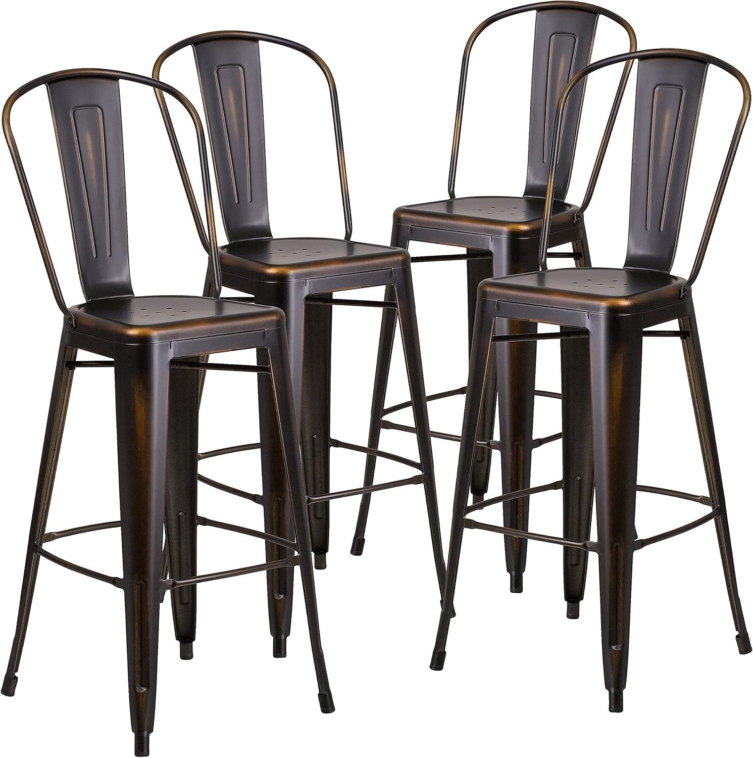 image:imageFlash Furniture Commercial Grade 30 High Black Metal IndoorOutdoor Barstool with Removable BackDistressed Copper