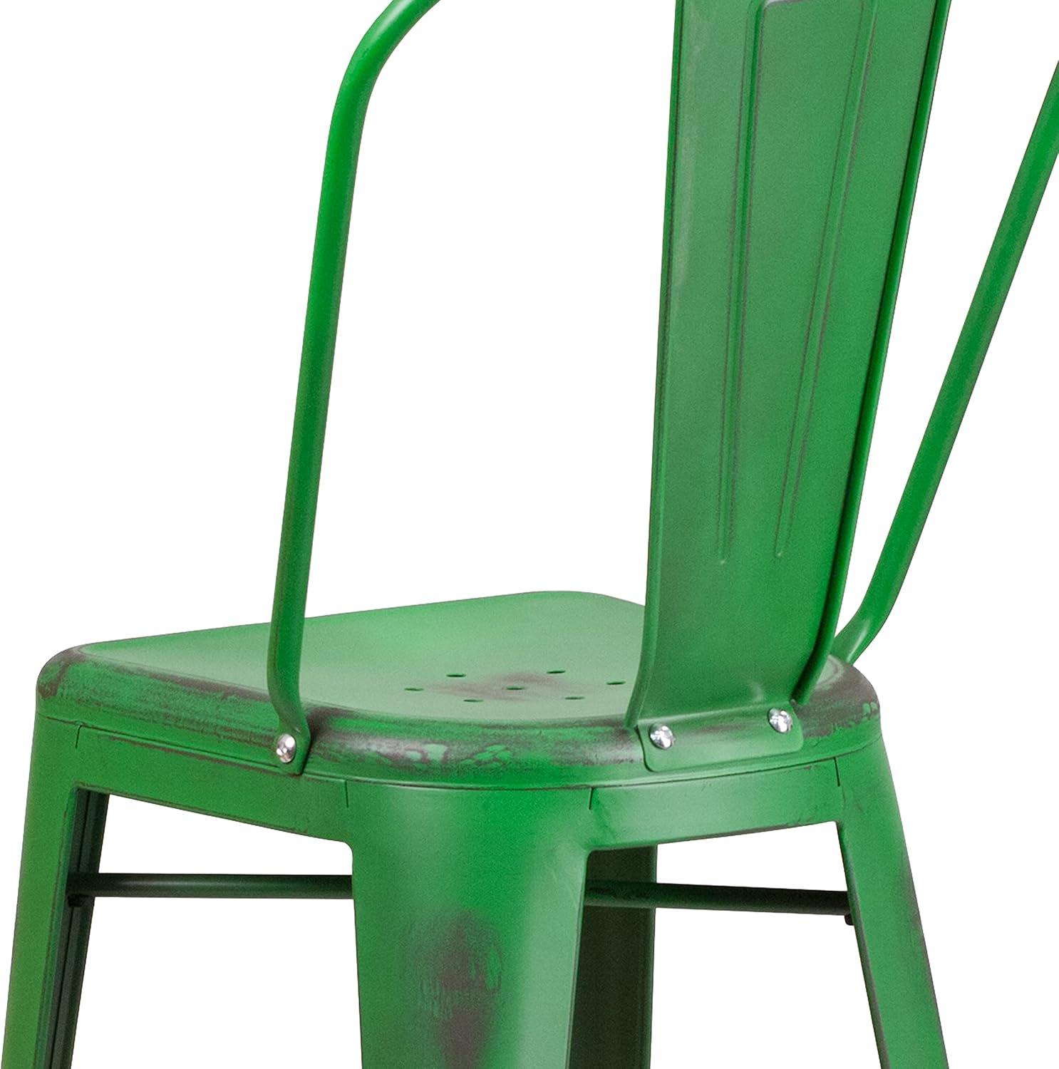 image:imageFlash Furniture Commercial Grade 30 High Black Metal IndoorOutdoor Barstool with Removable BackDistressed Green