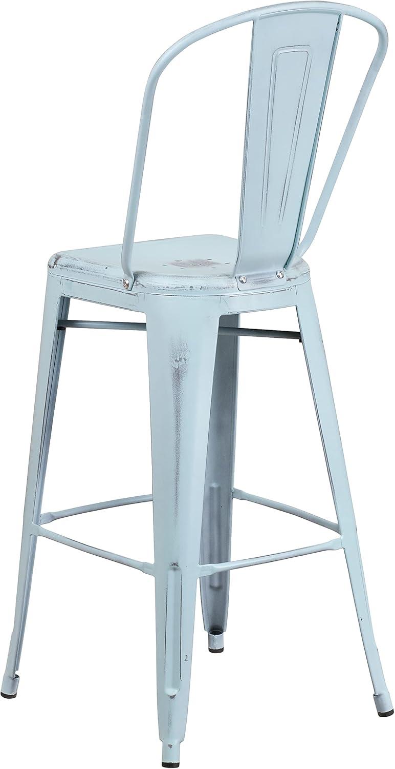 image:imageFlash Furniture Commercial Grade 30 High Black Metal IndoorOutdoor Barstool with Removable BackDistressed Greenblue