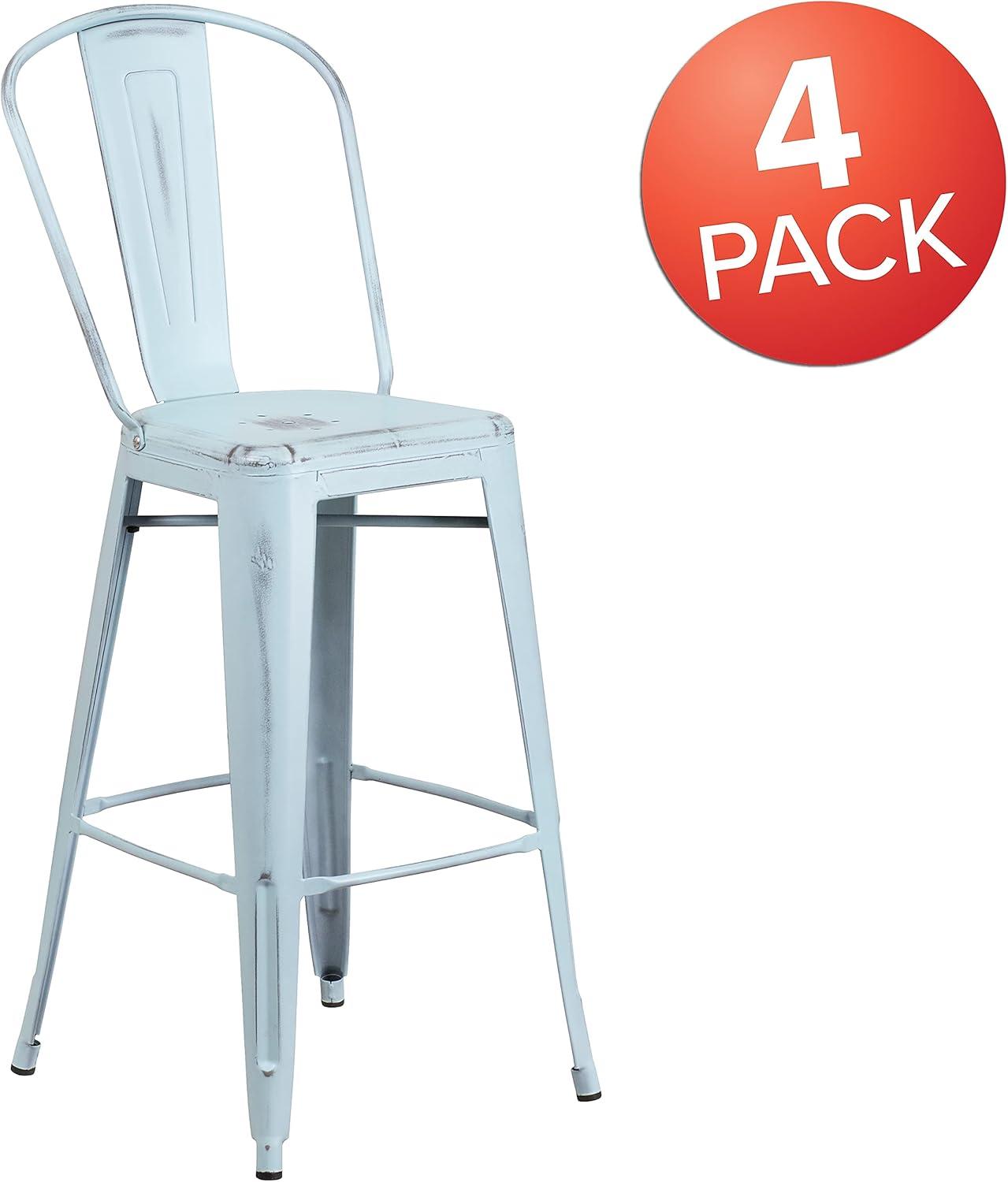 image:imageFlash Furniture Commercial Grade 30 High Black Metal IndoorOutdoor Barstool with Removable BackDistressed Greenblue