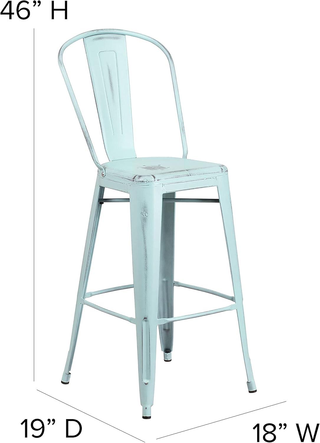 image:imageFlash Furniture Commercial Grade 30 High Black Metal IndoorOutdoor Barstool with Removable BackDistressed Greenblue