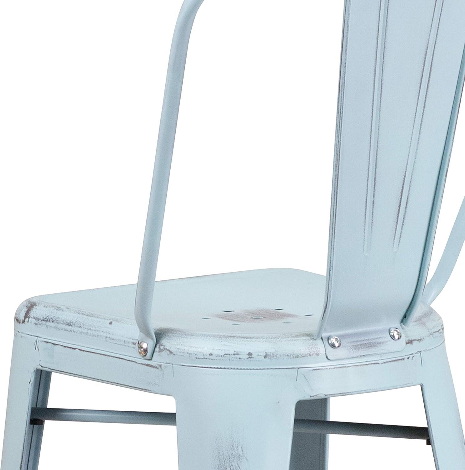 image:imageFlash Furniture Commercial Grade 30 High Black Metal IndoorOutdoor Barstool with Removable BackDistressed Greenblue
