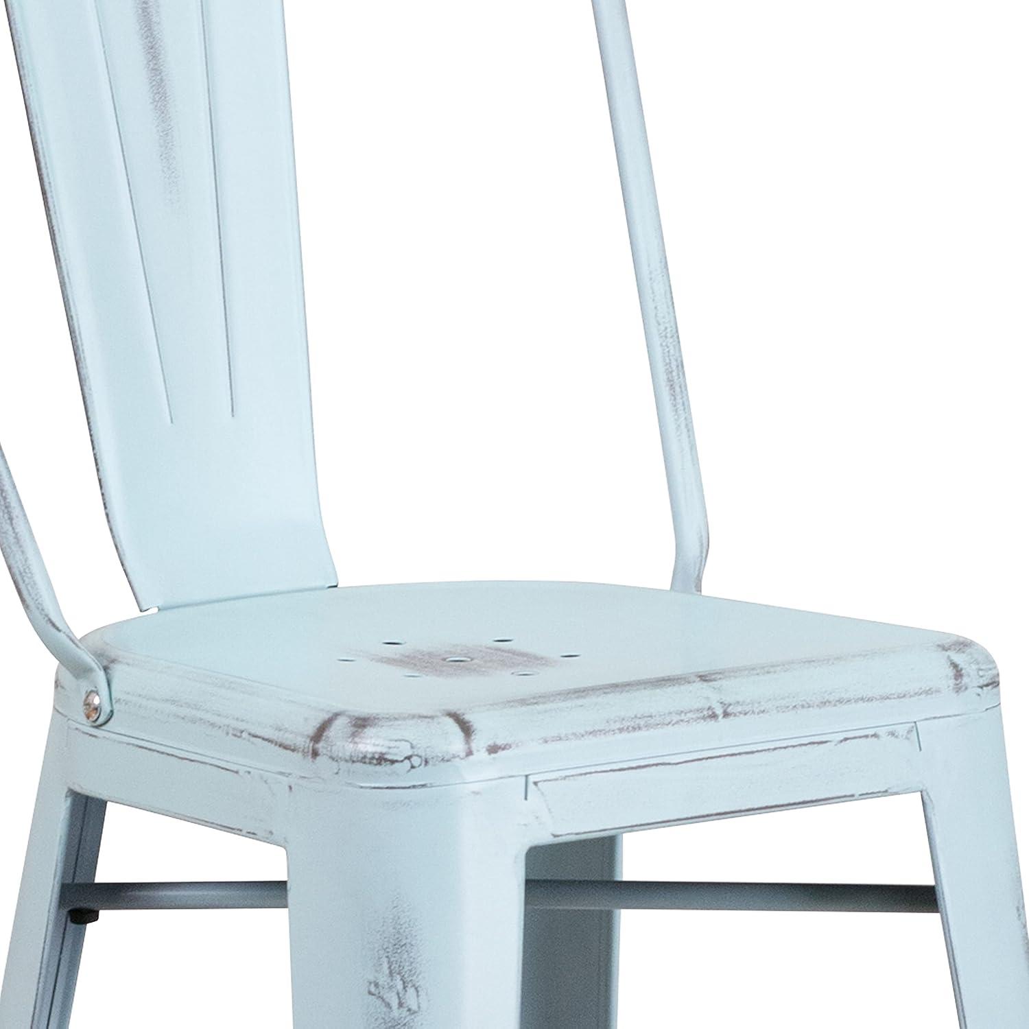 image:imageFlash Furniture Commercial Grade 30 High Black Metal IndoorOutdoor Barstool with Removable BackDistressed Greenblue