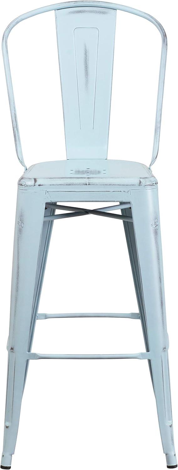 image:imageFlash Furniture Commercial Grade 30 High Black Metal IndoorOutdoor Barstool with Removable BackDistressed Greenblue