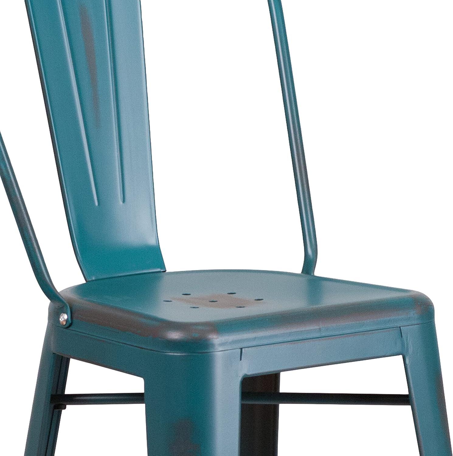 image:imageFlash Furniture Commercial Grade 30 High Black Metal IndoorOutdoor Barstool with Removable BackDistressed Kelly Blueteal