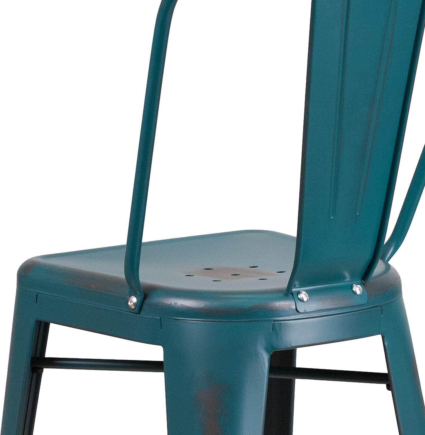 image:imageFlash Furniture Commercial Grade 30 High Black Metal IndoorOutdoor Barstool with Removable BackDistressed Kelly Blueteal