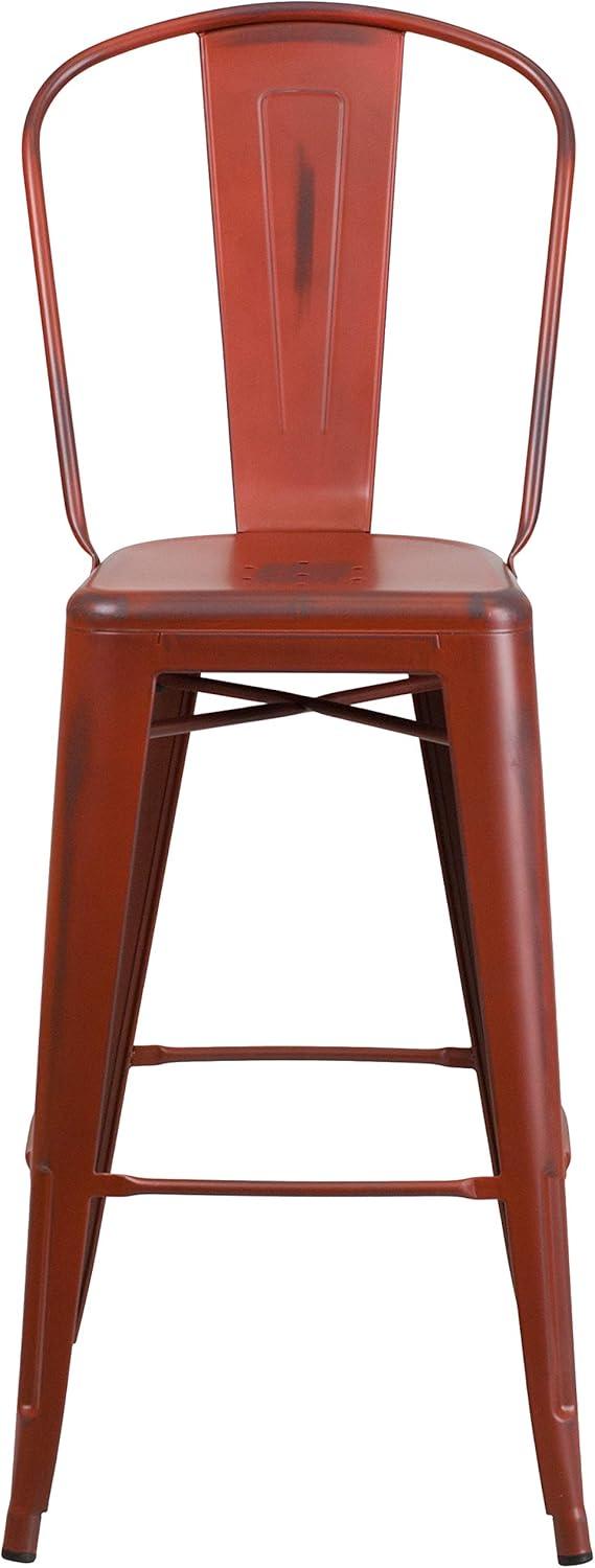 image:imageFlash Furniture Commercial Grade 30 High Black Metal IndoorOutdoor Barstool with Removable BackDistressed Kelly Red