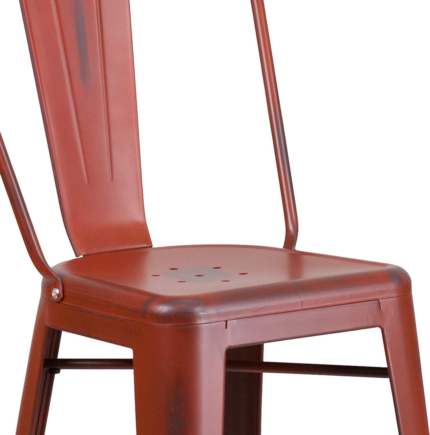 image:imageFlash Furniture Commercial Grade 30 High Black Metal IndoorOutdoor Barstool with Removable BackDistressed Kelly Red