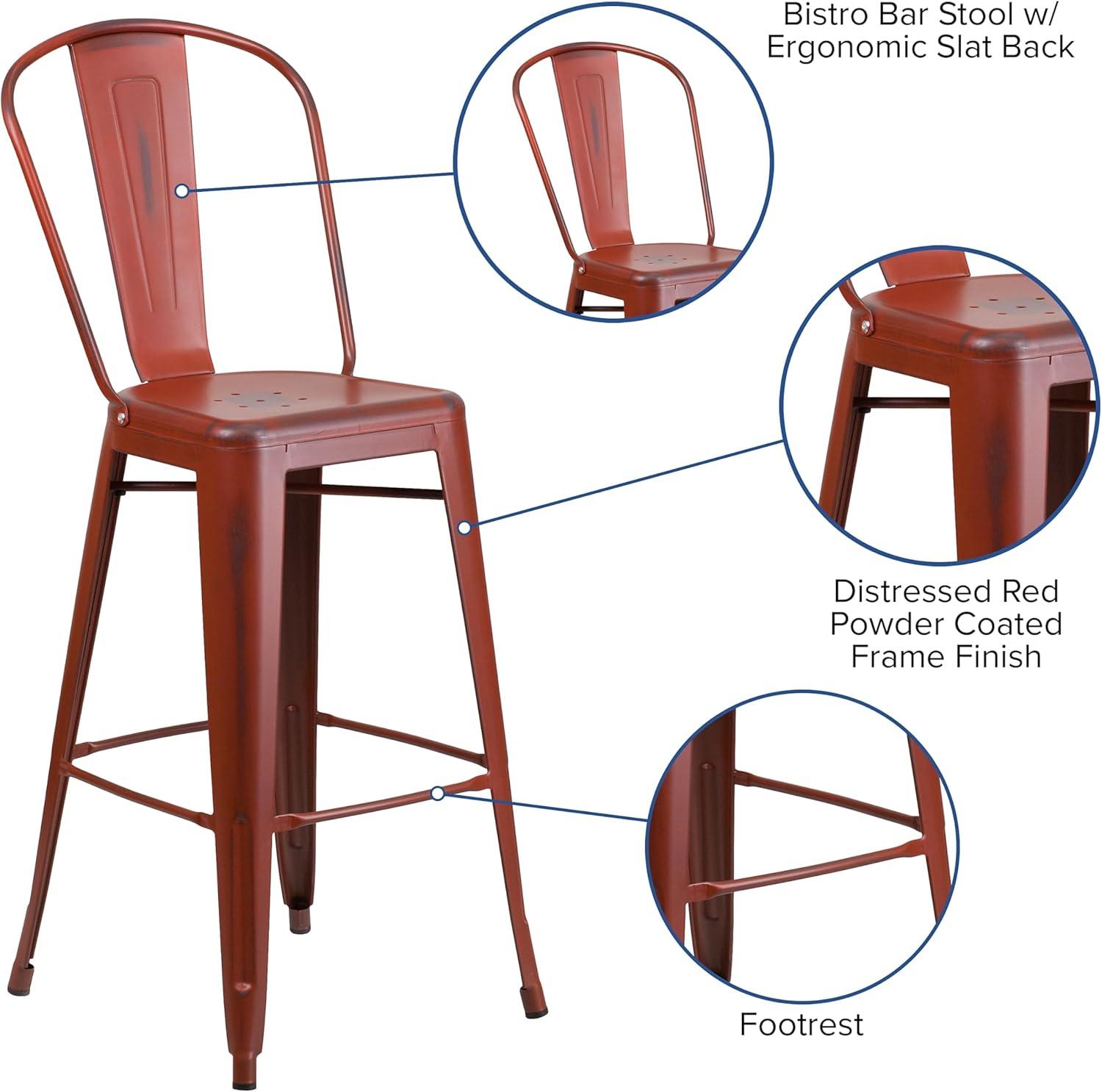 image:imageFlash Furniture Commercial Grade 30 High Black Metal IndoorOutdoor Barstool with Removable BackDistressed Kelly Red