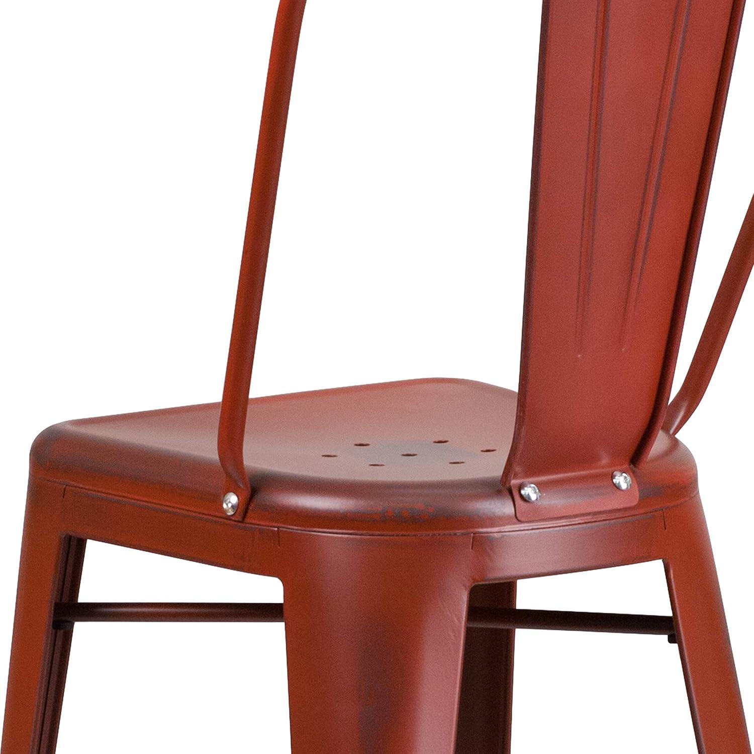 image:imageFlash Furniture Commercial Grade 30 High Black Metal IndoorOutdoor Barstool with Removable BackDistressed Kelly Red