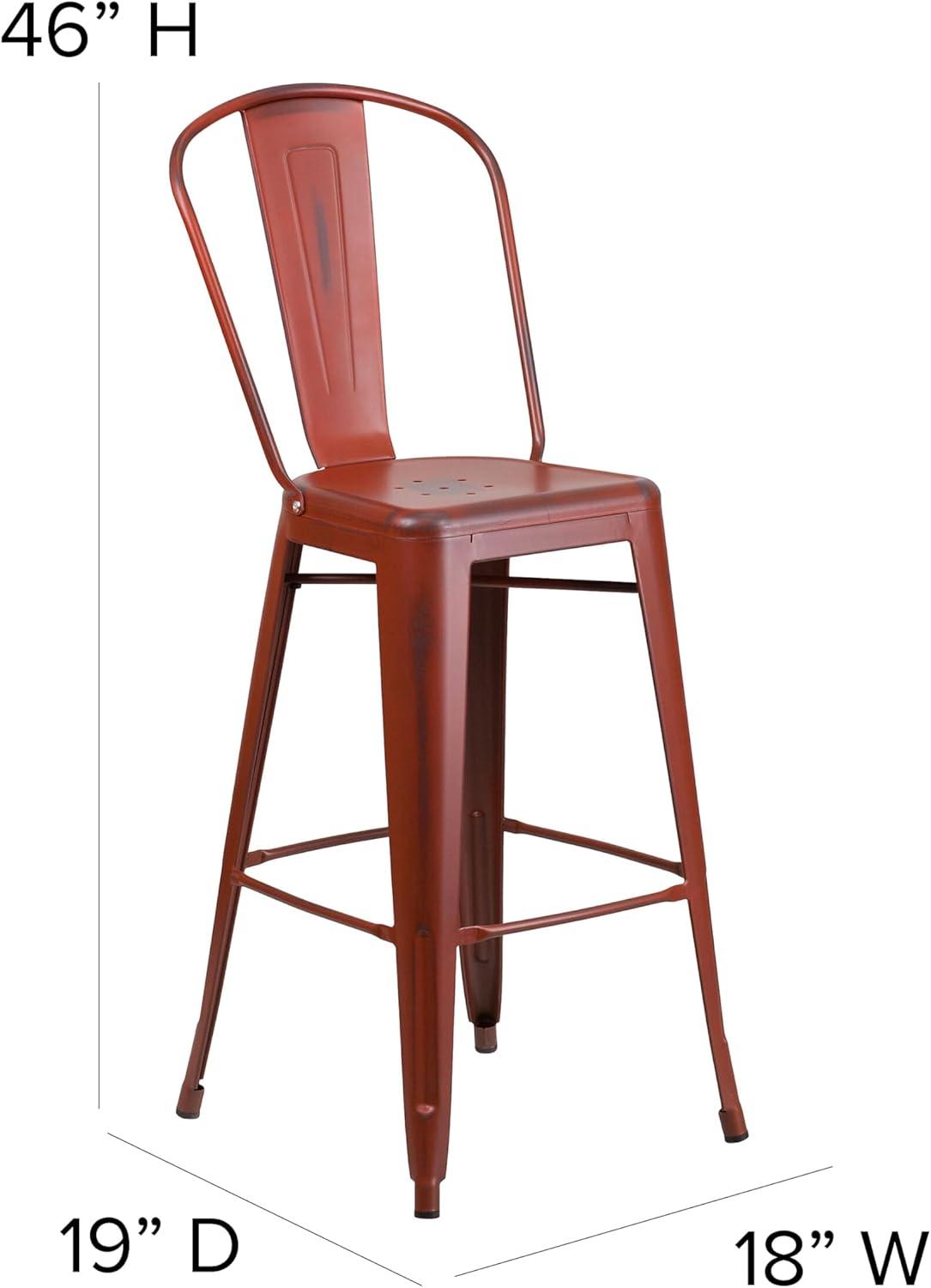 image:imageFlash Furniture Commercial Grade 30 High Black Metal IndoorOutdoor Barstool with Removable BackDistressed Kelly Red