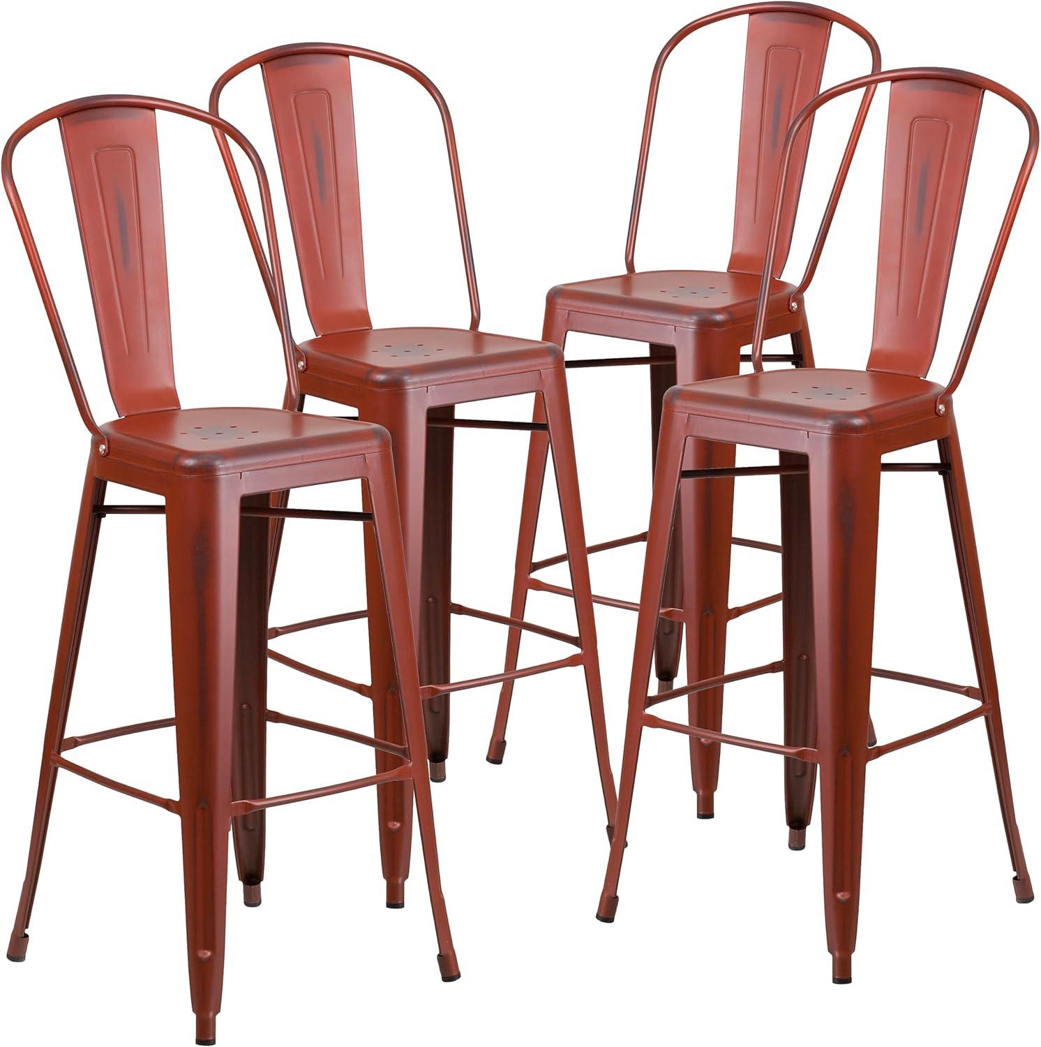 image:imageFlash Furniture Commercial Grade 30 High Black Metal IndoorOutdoor Barstool with Removable BackDistressed Kelly Red