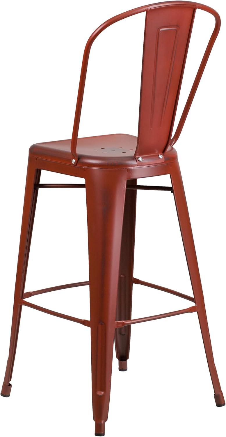 image:imageFlash Furniture Commercial Grade 30 High Black Metal IndoorOutdoor Barstool with Removable BackDistressed Kelly Red
