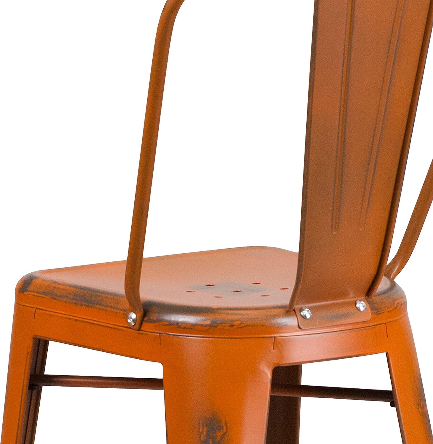 image:imageFlash Furniture Commercial Grade 30 High Black Metal IndoorOutdoor Barstool with Removable BackDistressed Orange