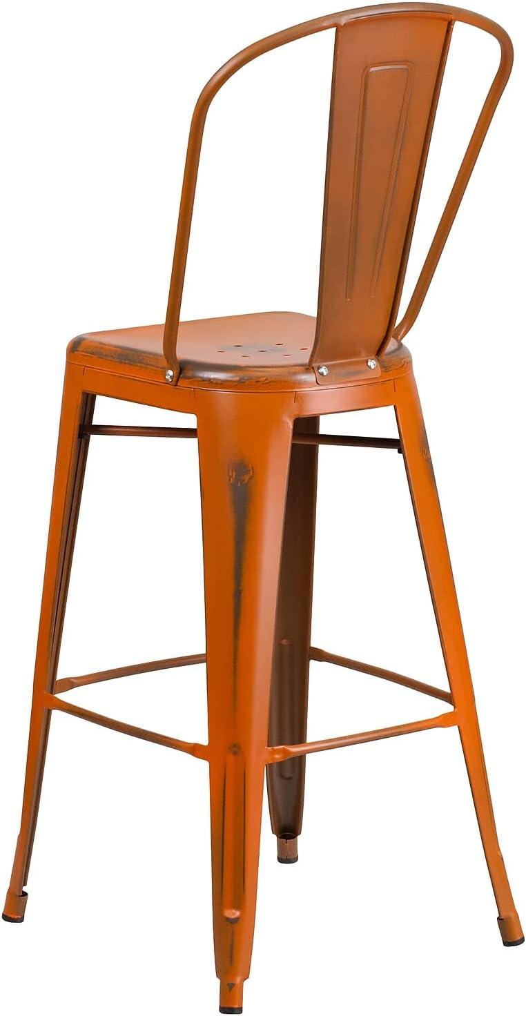 image:imageFlash Furniture Commercial Grade 30 High Black Metal IndoorOutdoor Barstool with Removable BackDistressed Orange