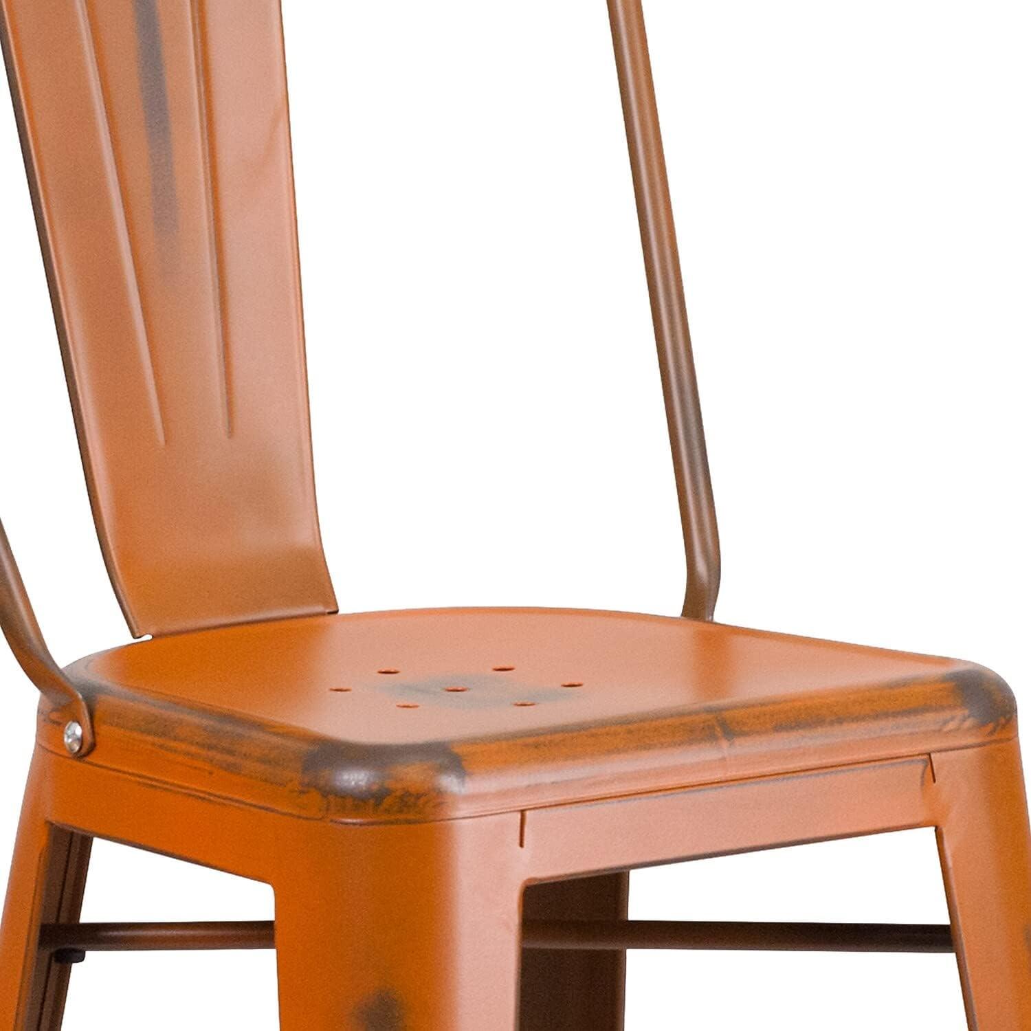 image:imageFlash Furniture Commercial Grade 30 High Black Metal IndoorOutdoor Barstool with Removable BackDistressed Orange