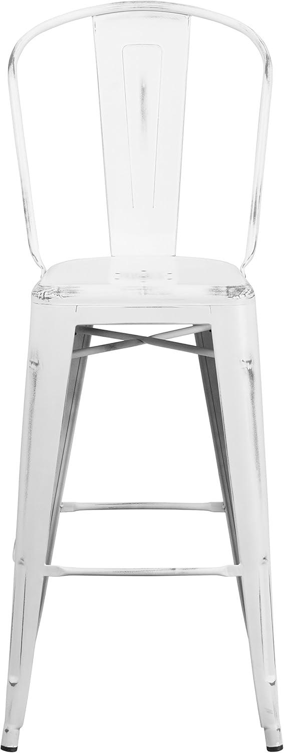 image:imageFlash Furniture Commercial Grade 30 High Black Metal IndoorOutdoor Barstool with Removable BackDistressed White