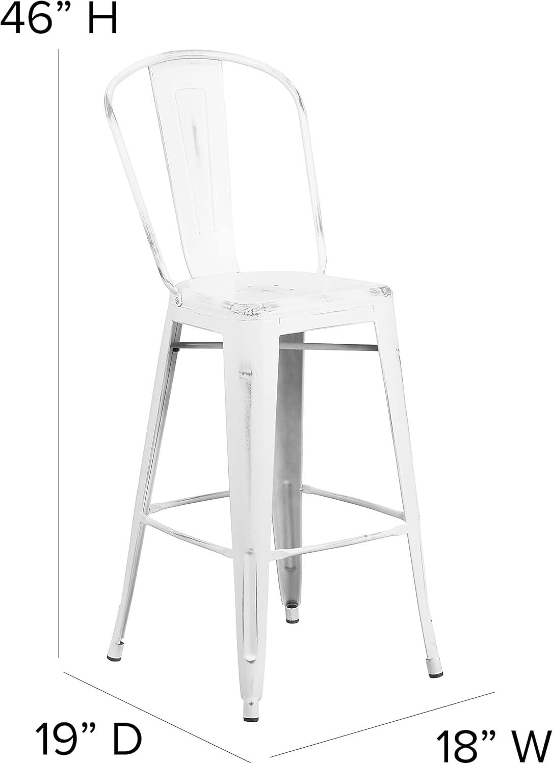 image:imageFlash Furniture Commercial Grade 30 High Black Metal IndoorOutdoor Barstool with Removable BackDistressed White