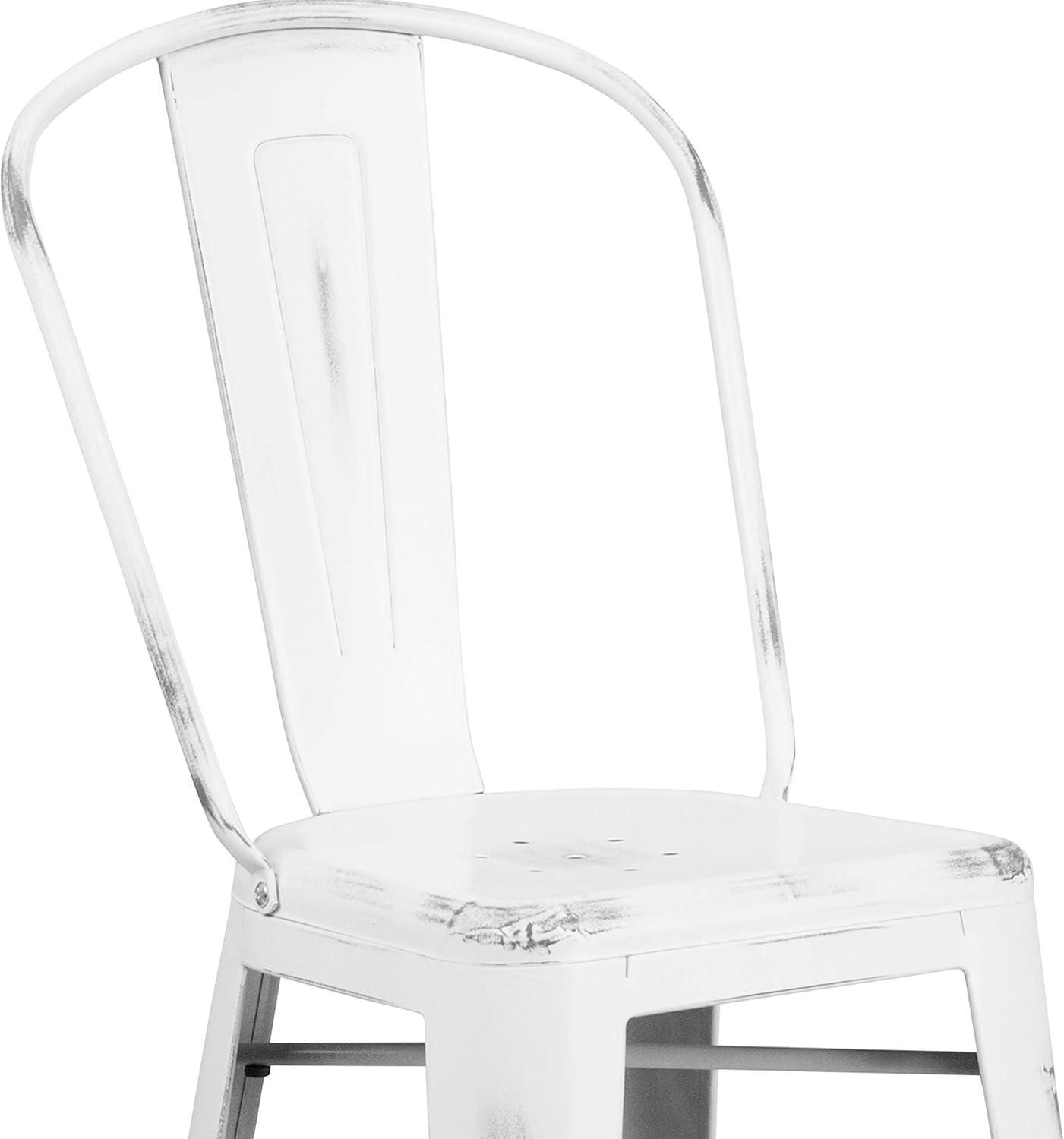 image:imageFlash Furniture Commercial Grade 30 High Black Metal IndoorOutdoor Barstool with Removable BackDistressed White