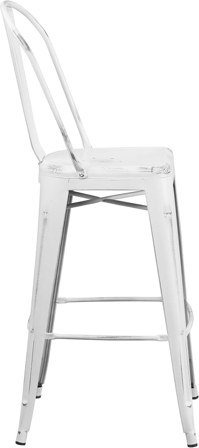 image:imageFlash Furniture Commercial Grade 30 High Black Metal IndoorOutdoor Barstool with Removable BackDistressed White