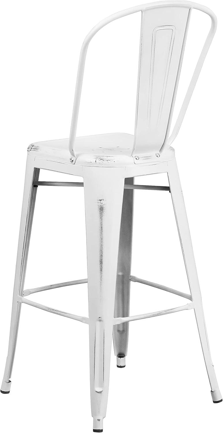 image:imageFlash Furniture Commercial Grade 30 High Black Metal IndoorOutdoor Barstool with Removable BackDistressed White