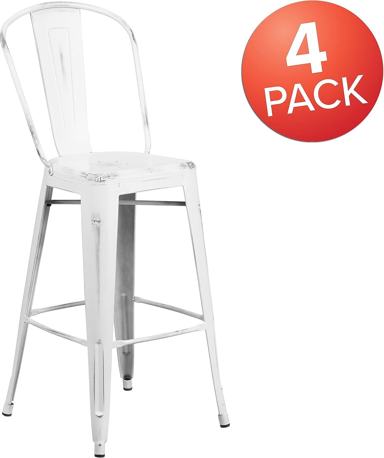 image:imageFlash Furniture Commercial Grade 30 High Black Metal IndoorOutdoor Barstool with Removable BackDistressed White
