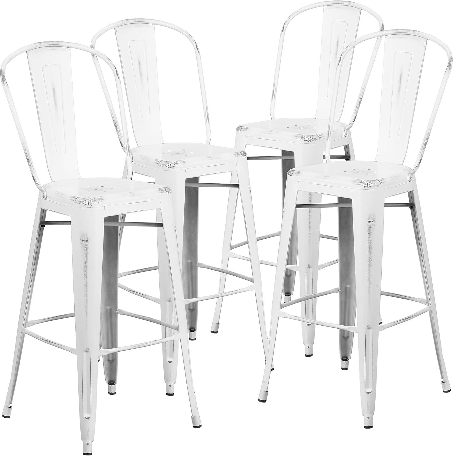 image:imageFlash Furniture Commercial Grade 30 High Black Metal IndoorOutdoor Barstool with Removable BackDistressed White