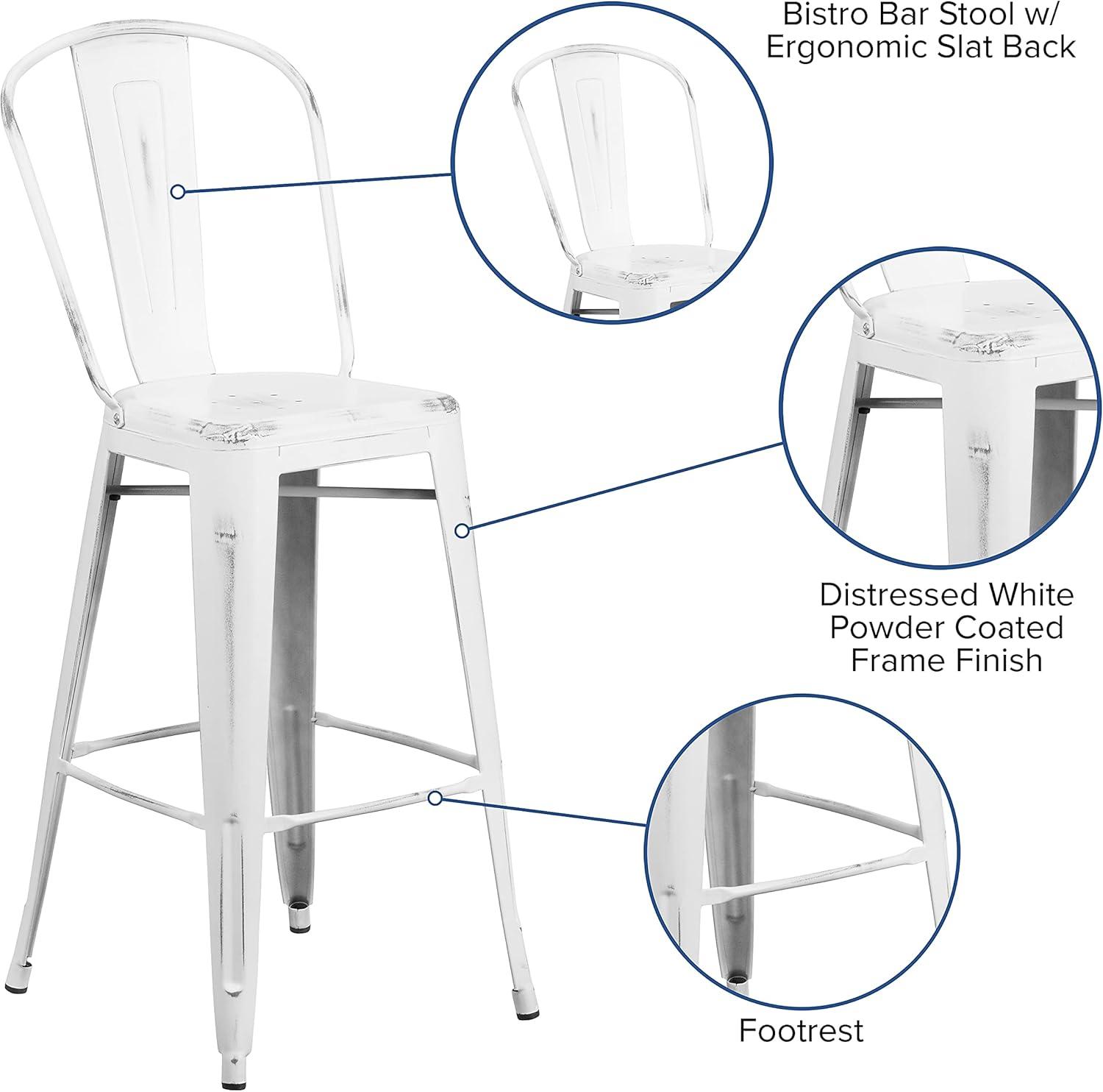 image:imageFlash Furniture Commercial Grade 30 High Black Metal IndoorOutdoor Barstool with Removable BackDistressed White