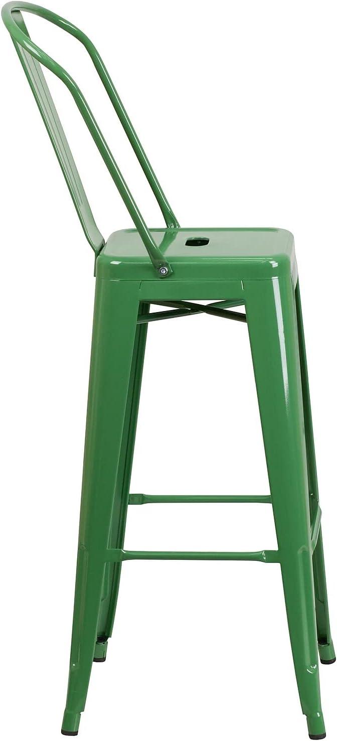 image:imageFlash Furniture Commercial Grade 30 High Black Metal IndoorOutdoor Barstool with Removable BackGreen