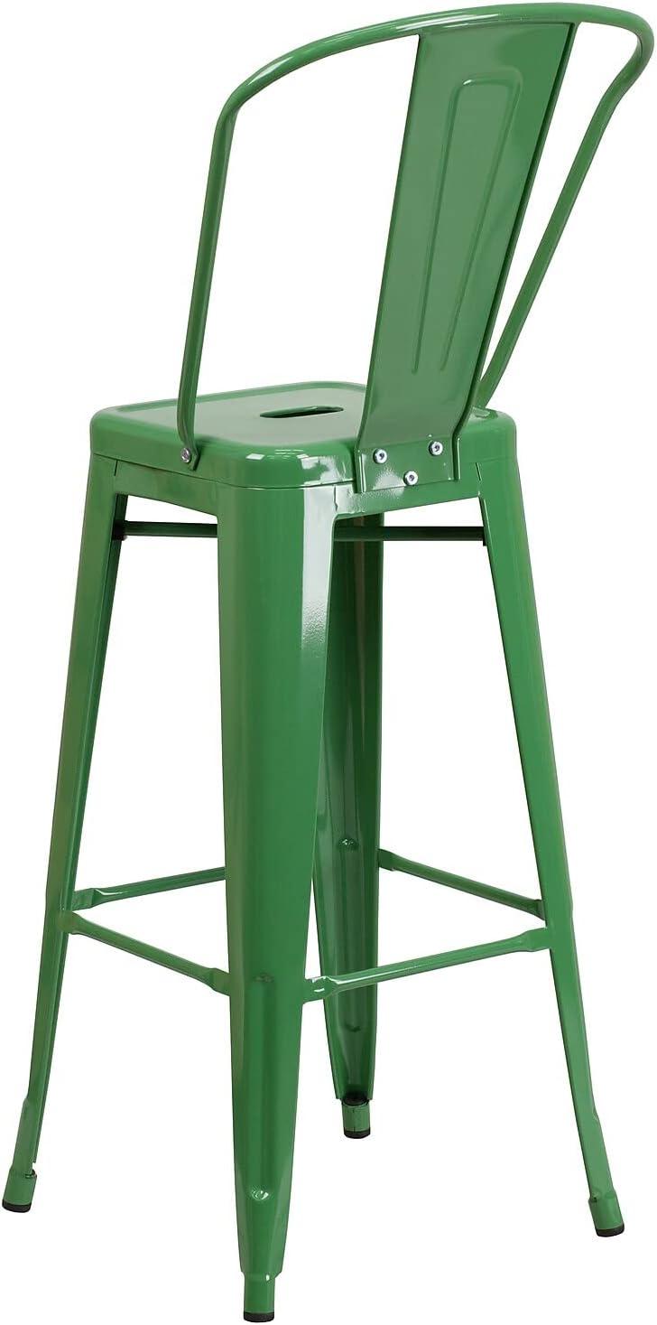 image:imageFlash Furniture Commercial Grade 30 High Black Metal IndoorOutdoor Barstool with Removable BackGreen