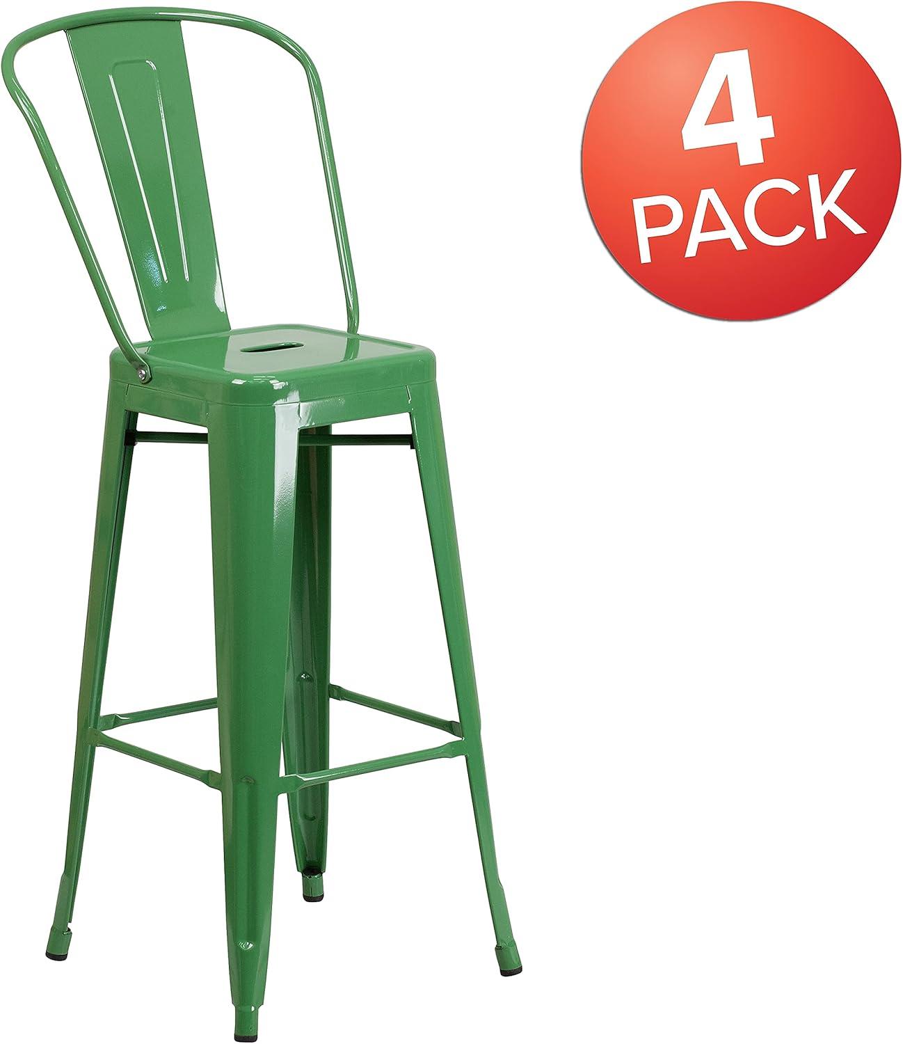 image:imageFlash Furniture Commercial Grade 30 High Black Metal IndoorOutdoor Barstool with Removable BackGreen