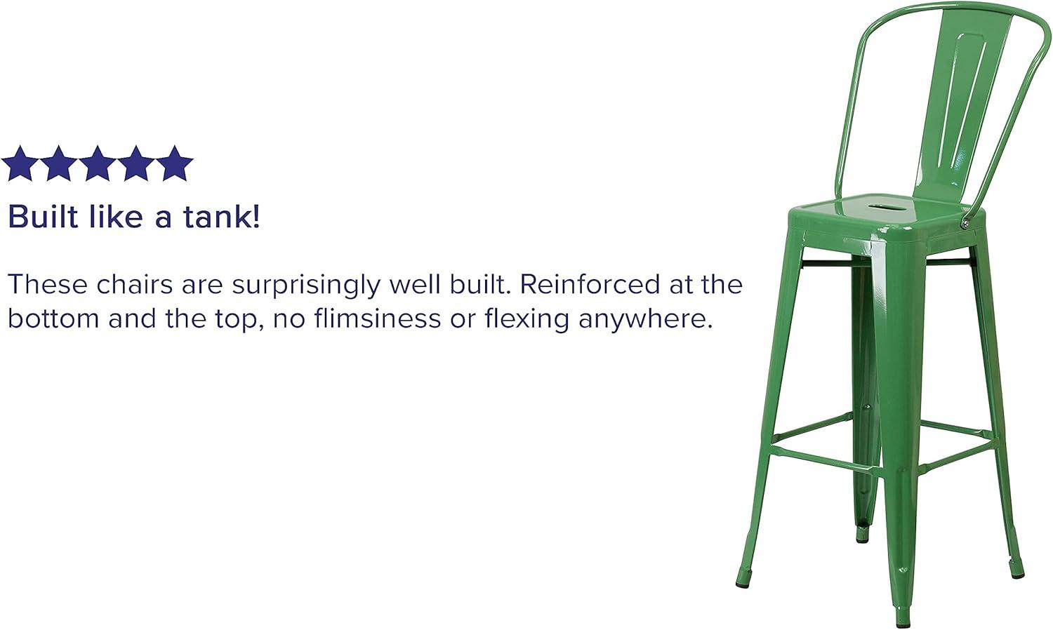 image:imageFlash Furniture Commercial Grade 30 High Black Metal IndoorOutdoor Barstool with Removable BackGreen