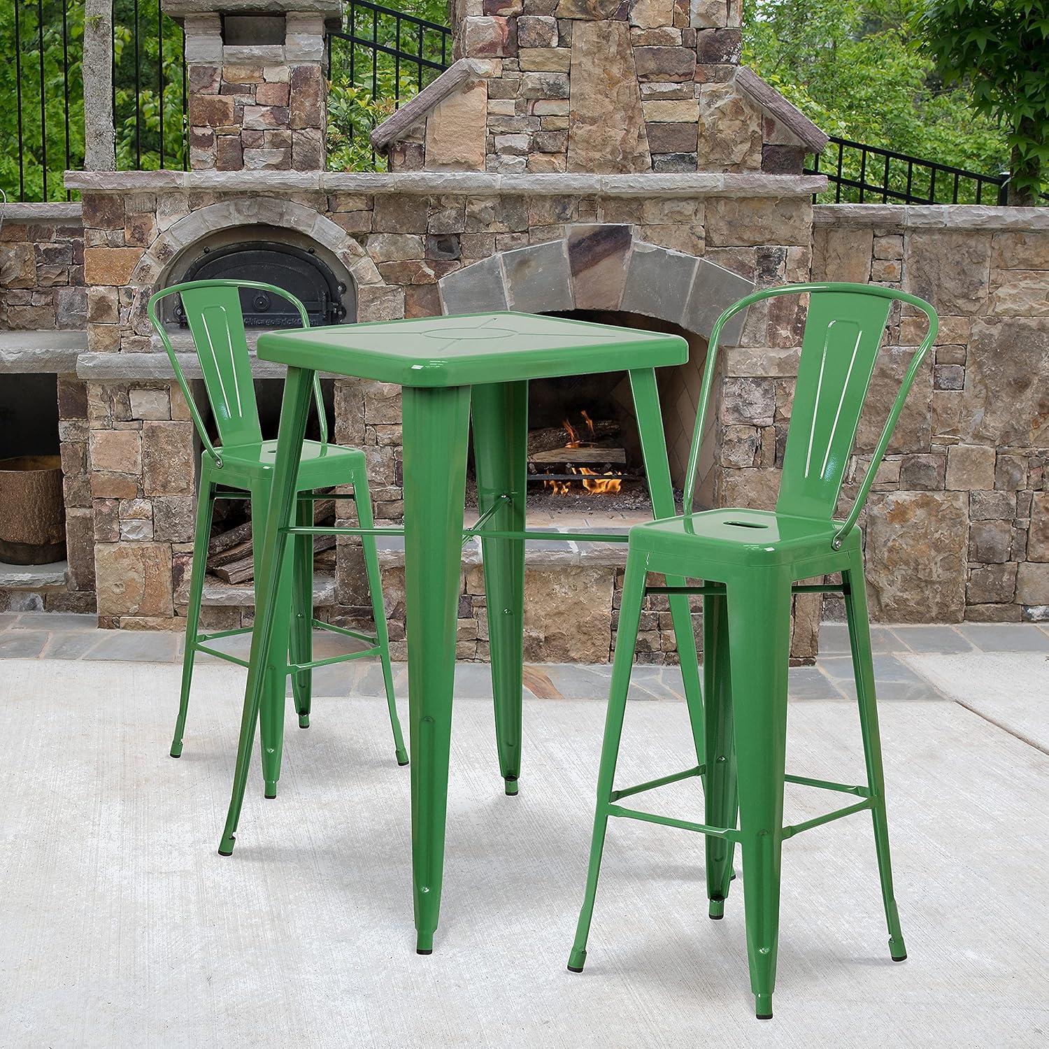 image:imageFlash Furniture Commercial Grade 30 High Black Metal IndoorOutdoor Barstool with Removable BackGreen