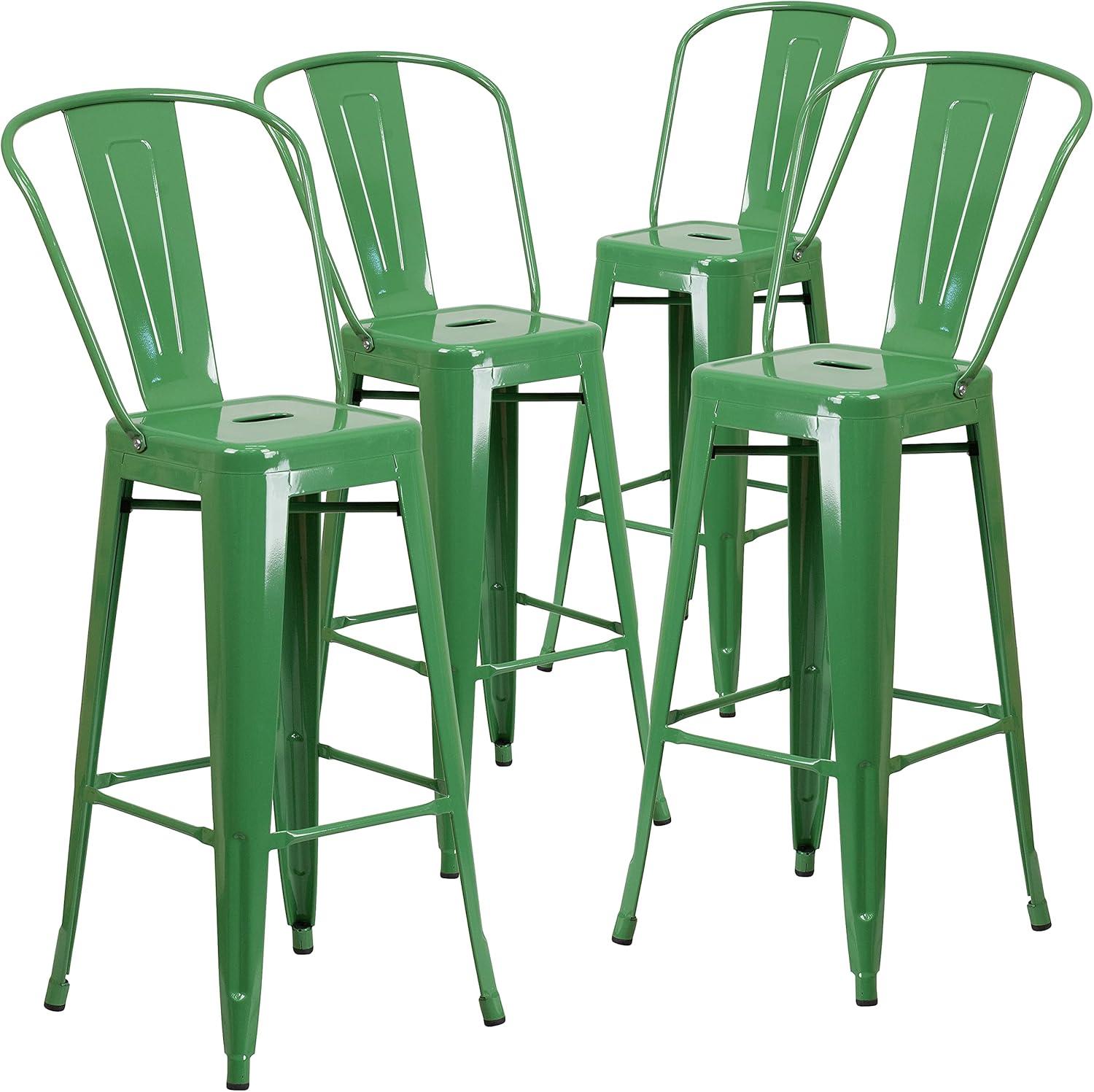 image:imageFlash Furniture Commercial Grade 30 High Black Metal IndoorOutdoor Barstool with Removable BackGreen