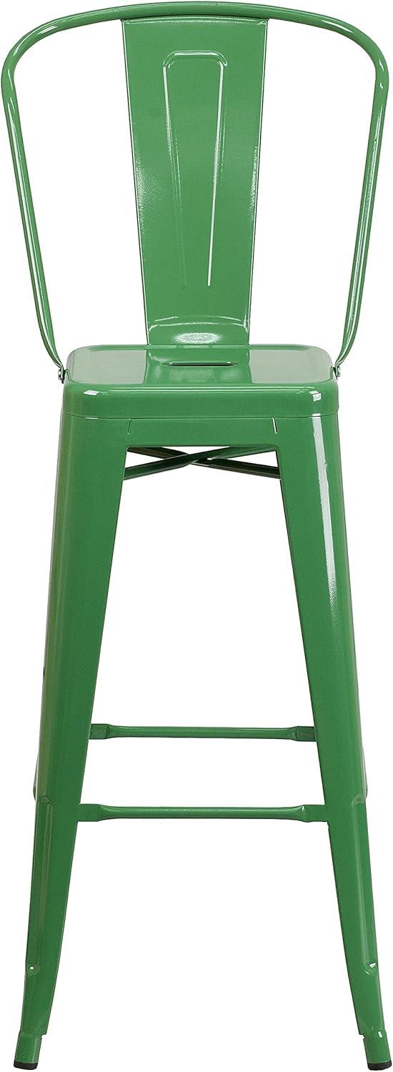 image:imageFlash Furniture Commercial Grade 30 High Black Metal IndoorOutdoor Barstool with Removable BackGreen