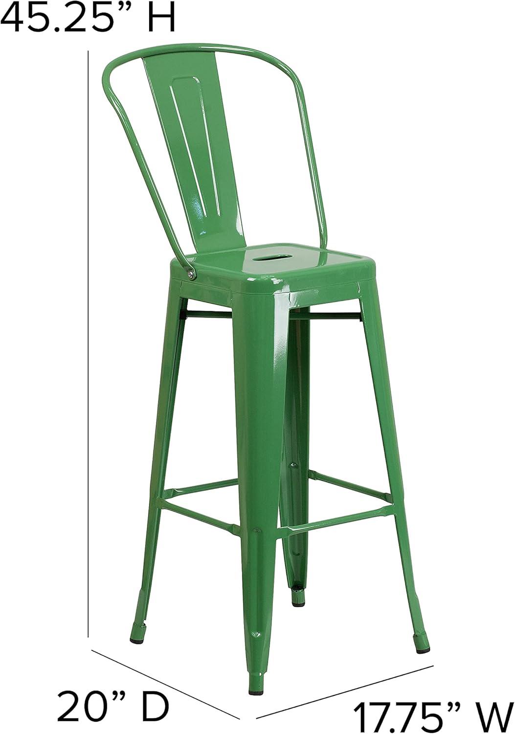 image:imageFlash Furniture Commercial Grade 30 High Black Metal IndoorOutdoor Barstool with Removable BackGreen