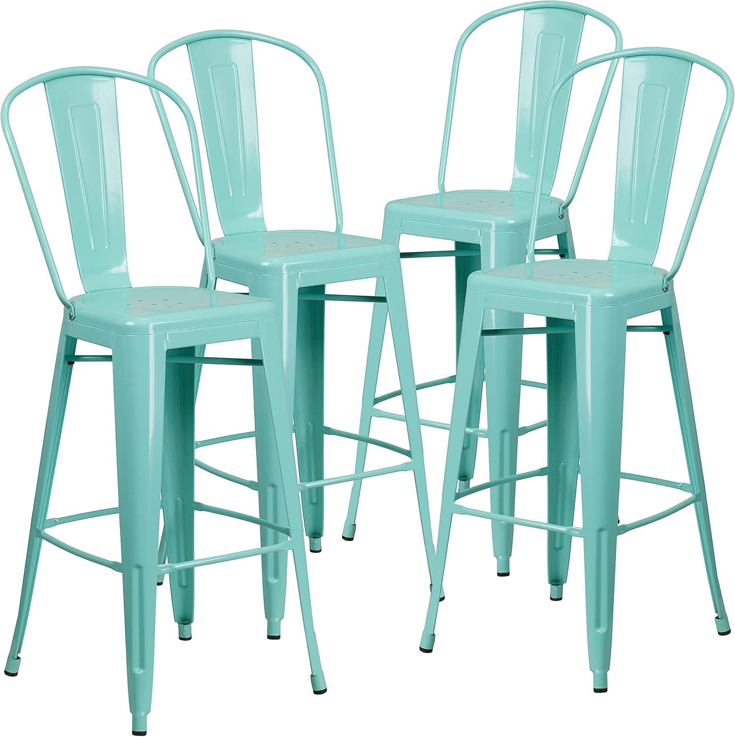 image:imageFlash Furniture Commercial Grade 30 High Black Metal IndoorOutdoor Barstool with Removable BackMint Green