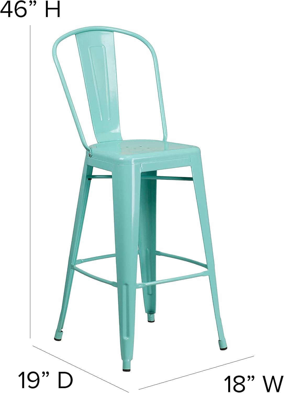 image:imageFlash Furniture Commercial Grade 30 High Black Metal IndoorOutdoor Barstool with Removable BackMint Green