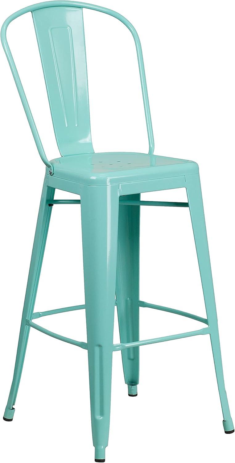 image:imageFlash Furniture Commercial Grade 30 High Black Metal IndoorOutdoor Barstool with Removable BackMint Green