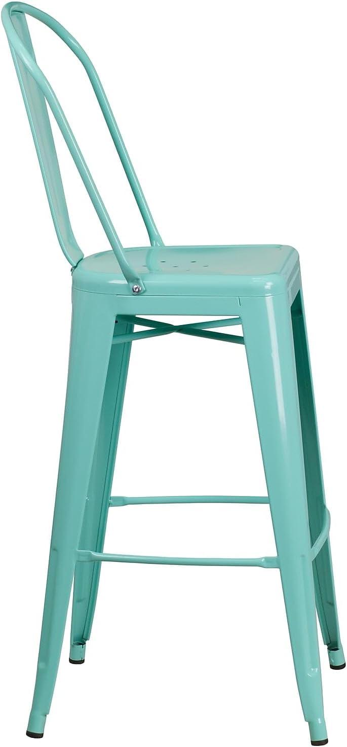image:imageFlash Furniture Commercial Grade 30 High Black Metal IndoorOutdoor Barstool with Removable BackMint Green